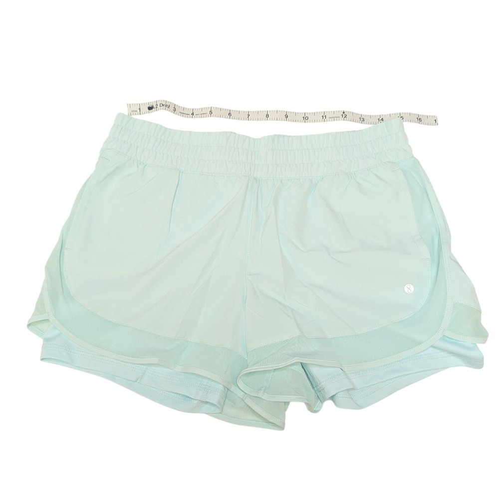Layer 8 2-in-1 Running Shorts Women Size M Mint Green Mesh Trim Activewear